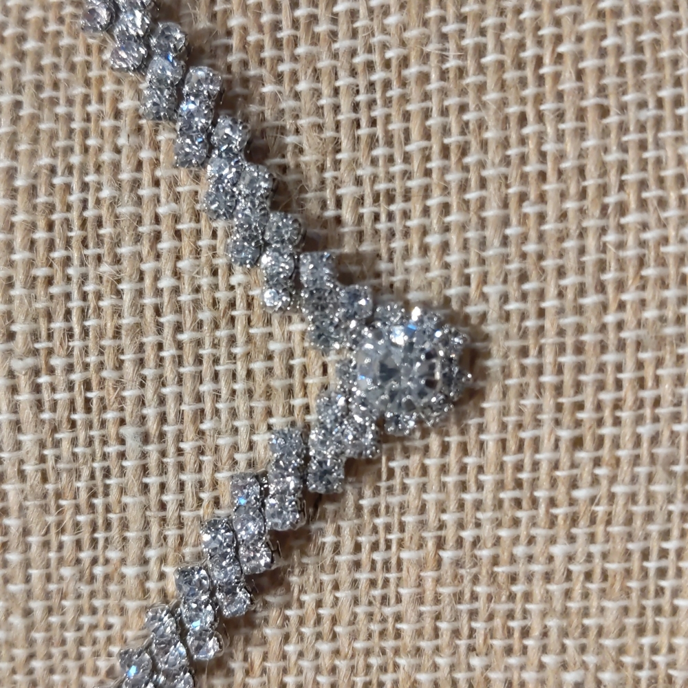 4 for $50 Fashion Jewelry Tennis Necklace Princess Silver Clear Stones 15" Long - Picture 2 of 6